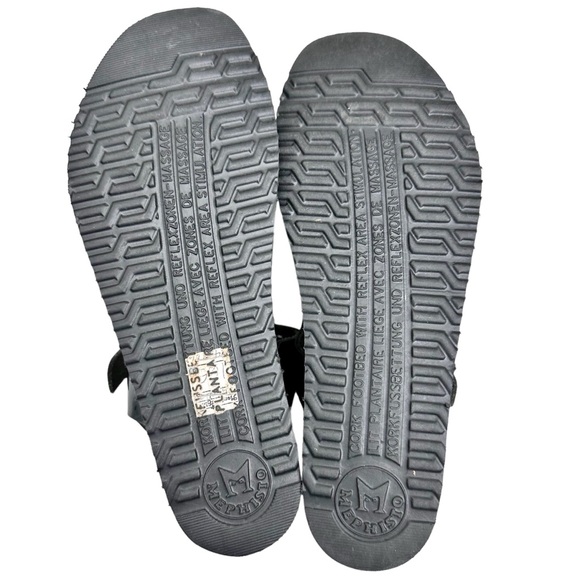 Mephisto Wedge Sandals Black Patent Leather Buckle Straps SZ 37 - Picture 10 of 11